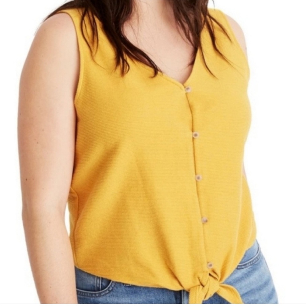 Texture & Thread Madewell yellow button tank XL
